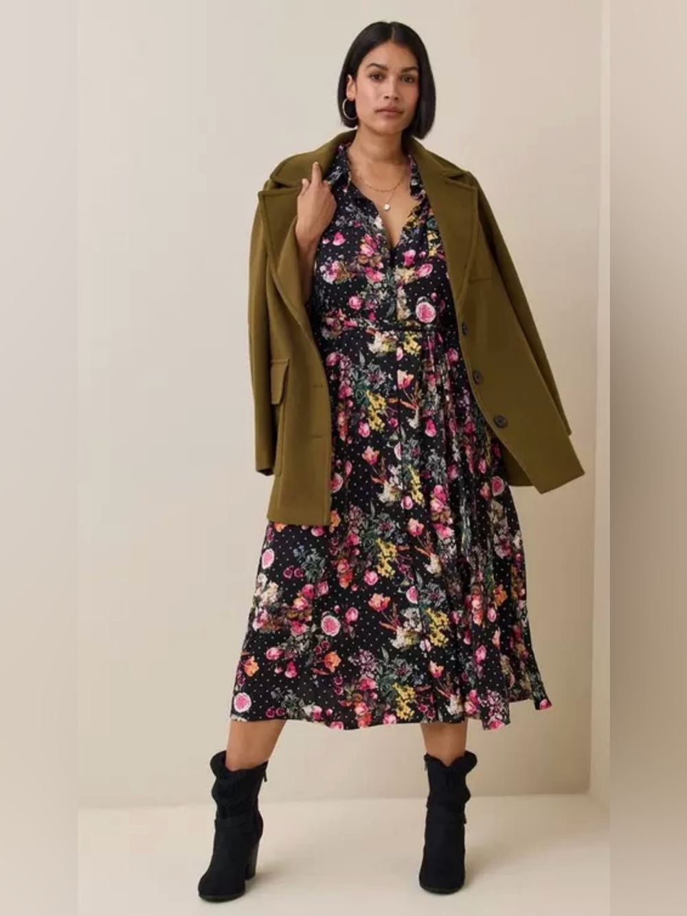 Torrid Tea Length Studio Refined Woven Shirt Dress